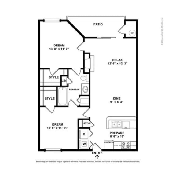 a floor plan of a bedroom floor plan with an open