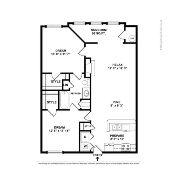 a floor plan of a bedroom floor plan with an open