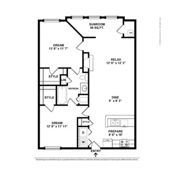 a floor plan of a bedroom floor plan with an open