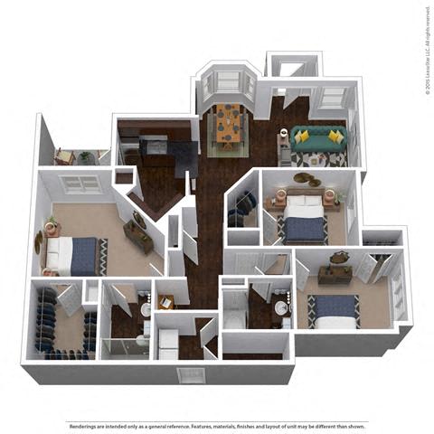 Floor Plan  B2B1 Floor Plan at Waterstone at Cinco Ranch, Katy