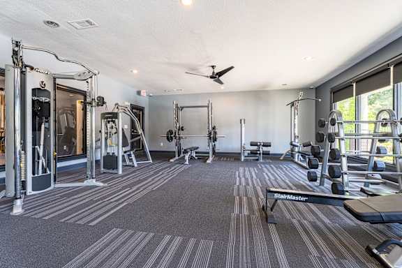 modern fitness center at Waterstone at Cinco Ranch Apartments, Katy, TX 77450