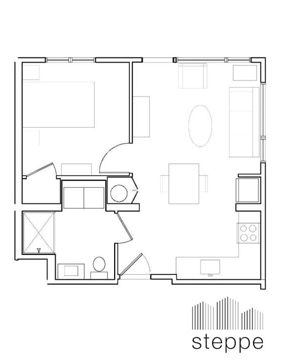 A black and white image of a floor plan for a house.