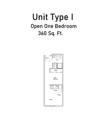unit type I one bedroom floor plan  the unit