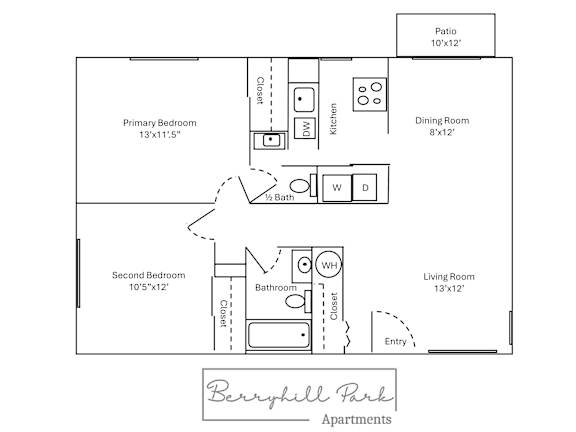 A floor plan of Berryhill Park Apartments.