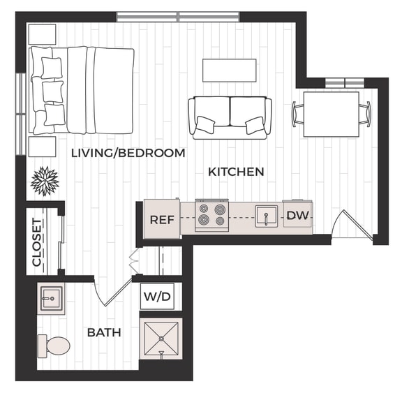 Floor Plan  a floor plan of a small apartment