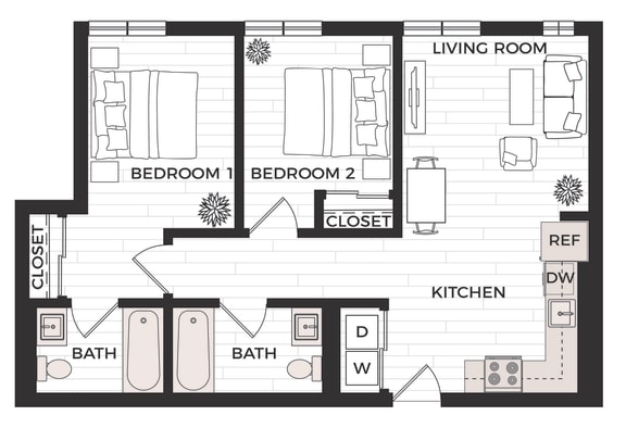 Floor Plan  a floor plan of a small apartment