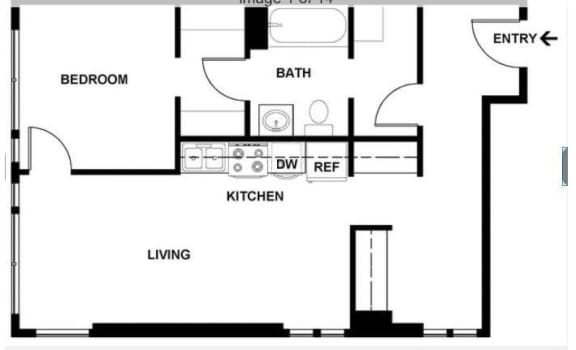 Floor Plan  The Oliver | 1 Bedroom