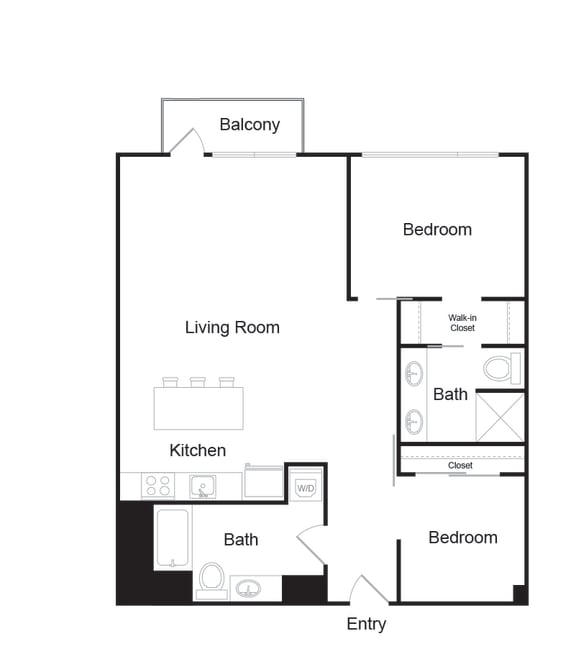 a floor plan of a living room and a kitchen