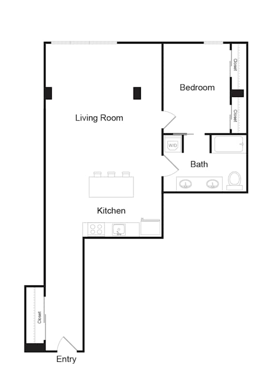 a floor plan of a house with a bedroom and a living room
