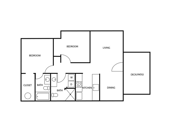 A floor plan of a house with labeled rooms such as bedroom, living room, and kitchen.