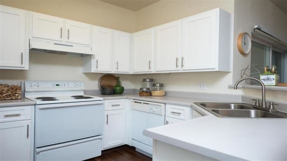 Village at Main Street | Spacious Kitchen with White Cabinetry and Appliances