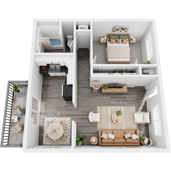 a 2 bedroom floor plan with a bathroom and a living room