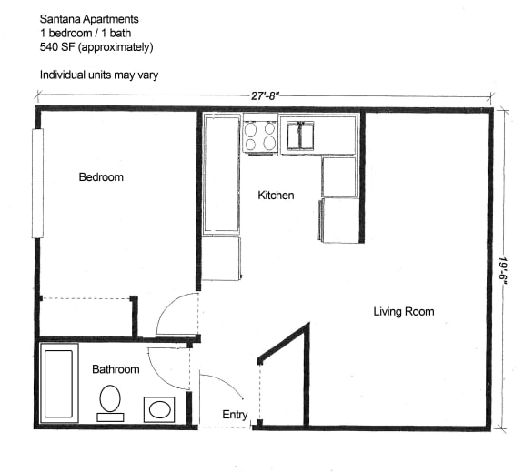 Santana Court One Bedroom Floor Plan