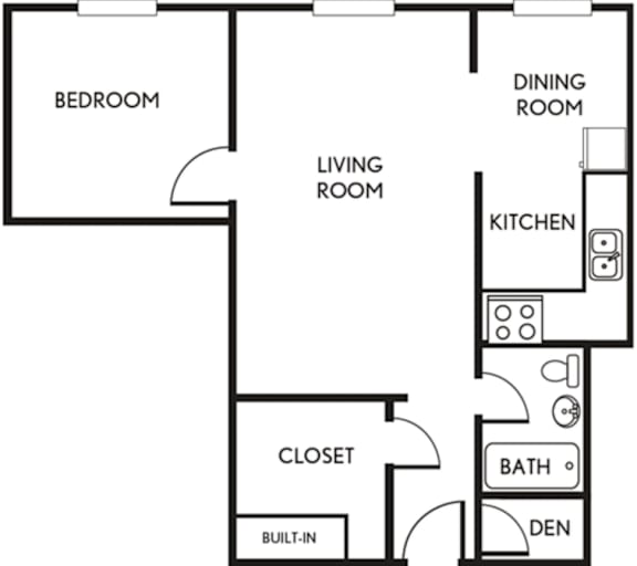 A black and white image of a floor plan of a house with labeled rooms.