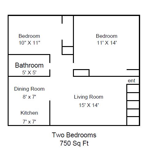 an illustration of a floor plan with two bedrooms and a living room