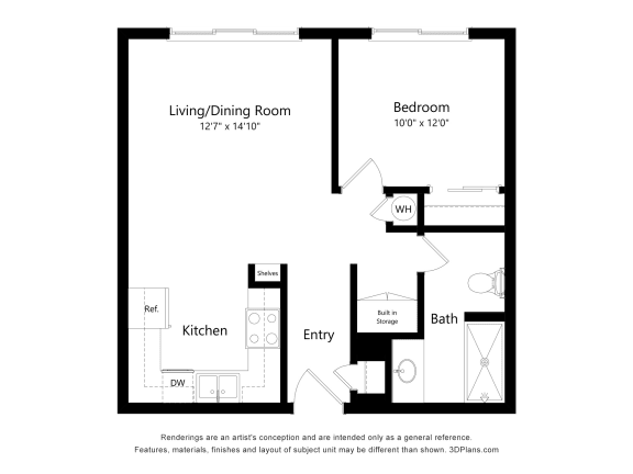 The Avery | One Bed Floor Plan