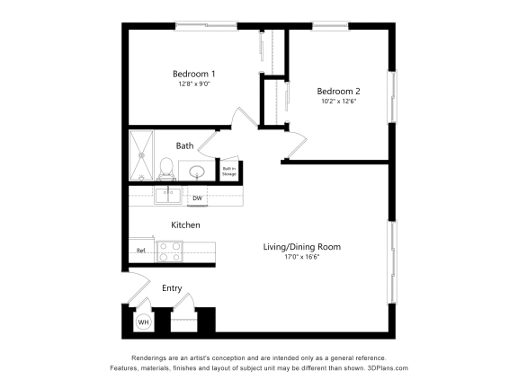 Floor Plan  The Avery | Two Bed Floor Plan