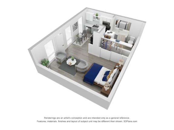 3D Floor Plan | Live/Work | 471 SQFT