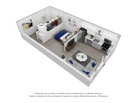3D Floor Plan | Live/Work | 479 SQFT