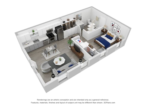 3D Floor Plan | Live/Work | 563 SQFT