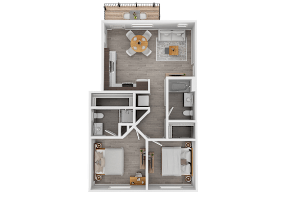A top-down view of a house layout with a central courtyard.