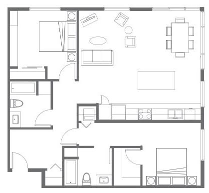 Floor Plan  Apartments in Everett WA - The Waterline - Two Bed