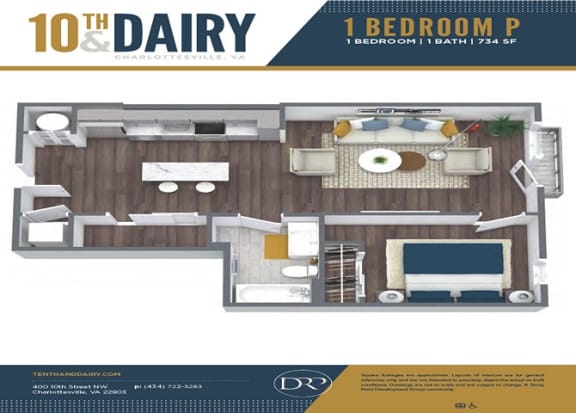 the floor plan of 1 bedroom