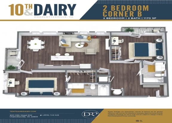 a 3d floor plan of a bedroom apartment