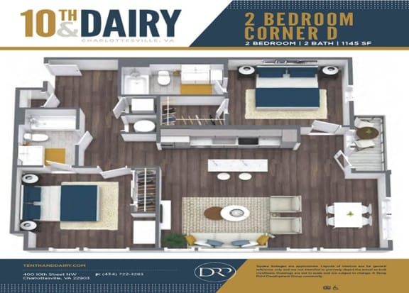 a 3d floor plan of a bedroom apartment