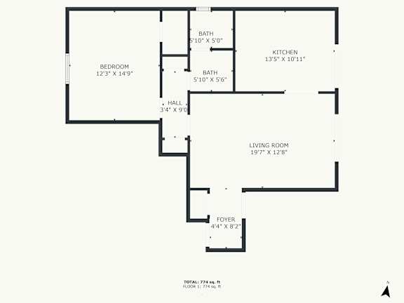 A black and white image of a floor plan for a house.