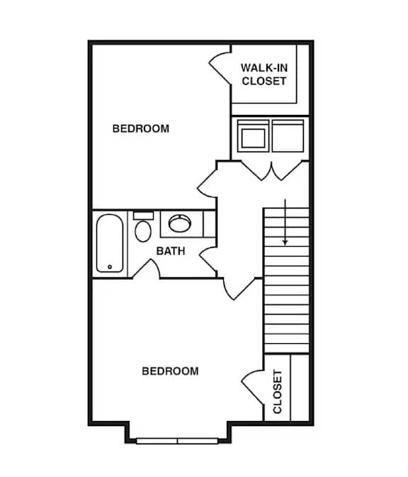 A black and white image of a floor plan for a small apartment.