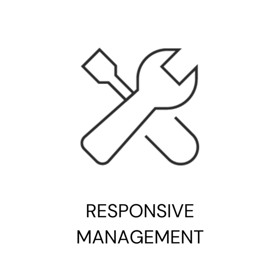 A simple black and white image of a wrench and a screwdriver crossed over each other.
