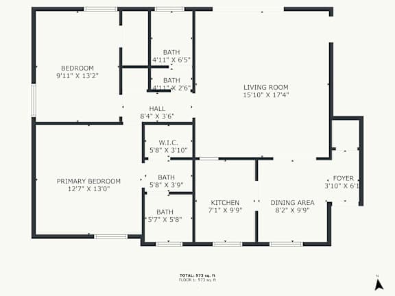 A black and white image of a floor plan for a home.