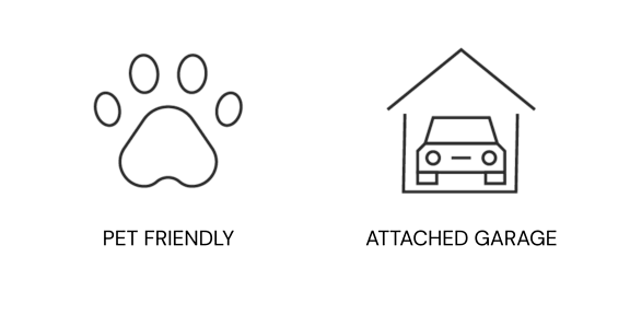 A paw print and a car in a house icon are displayed.