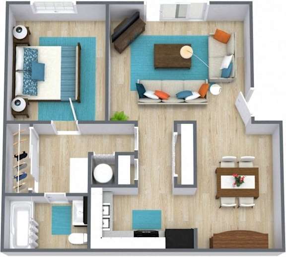 a floor plan of a house with a bedroom and a living room