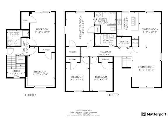 a floor plan of three different floors of a house