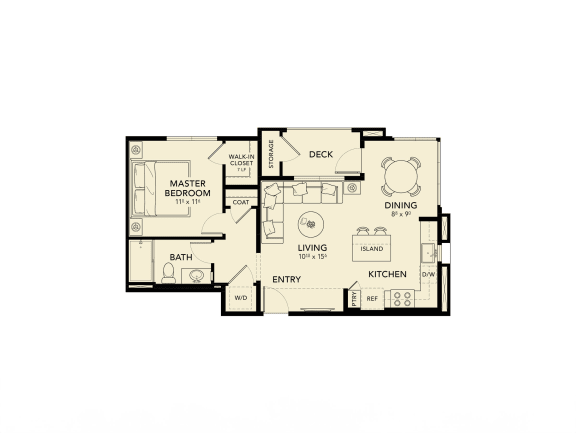 Floor Plan  1 bed 1 bath at Luma at El Corazon Apartments, California