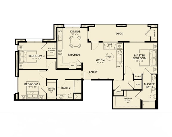 3 bed 2 bath B 3 bed 2 bath B at Luma at El Corazon Apartments, Oceanside, 92056