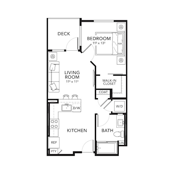 Unit A1 Floor Plan at The Brynn, California, 92108