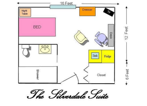 The Silverdale Suite Floor Plan at Savannah Court of Brandon, Brandon, FL, 33510