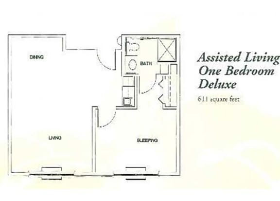 Assisted Living Studio Dlx Floor Plan at Hibiscus Court, Melbourne, 32901