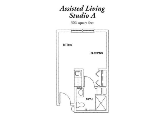 Assisted Living Studio A Floor Plan at Hibiscus Court, Melbourne