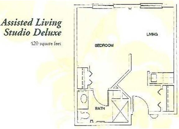 Assisted Living Studio Dlx Floor Plan at Hibiscus Court, Melbourne, FL, 32901