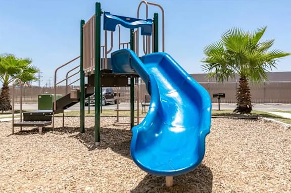 Blue Slide in Playground at City-Base Vista, San Antonio