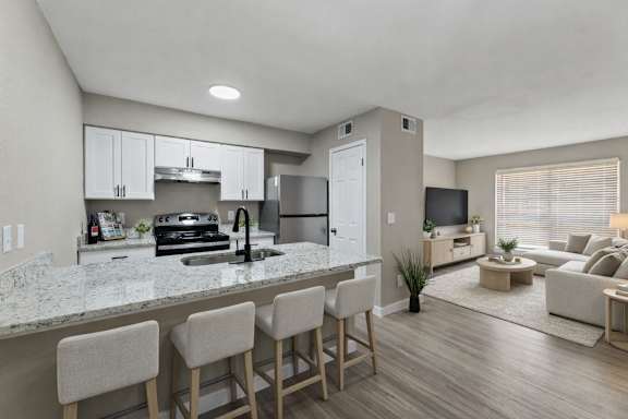 Modern Kitchen with Counter at City-Base Vista, San Antonio, 78223