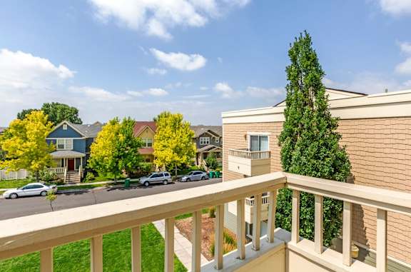Balcony with city view at Belle Creek Apartments, Henderson