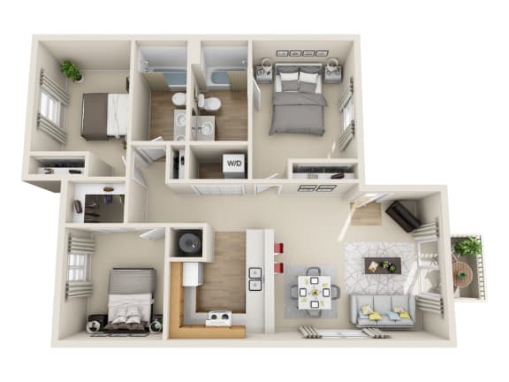 Floor Plan  Belle Creek  3 BDRM 2 BATH at Belle Creek Apartments, Henderson