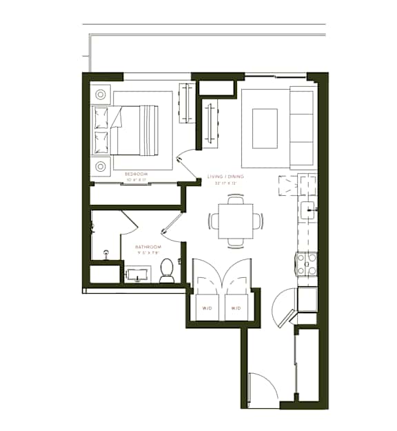 A1 Floor Plan at Twenty Fair Apartments, New Haven, Connecticut