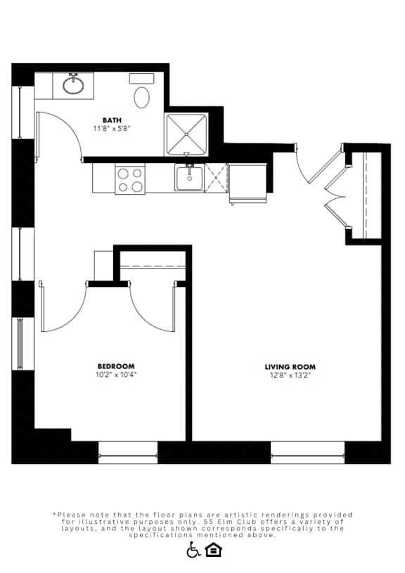 a floor plan of a small house with a bedroom and a living room