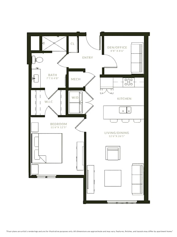 A black and white image of a floor plan for a home.
